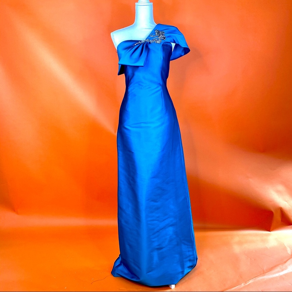 Sachin + Babi teal evening dress